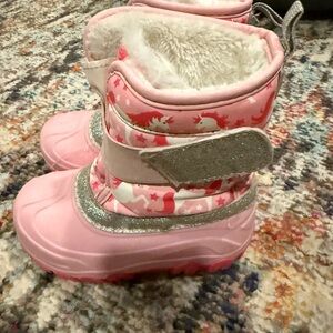 Pink and Silver Kids Winter Boots